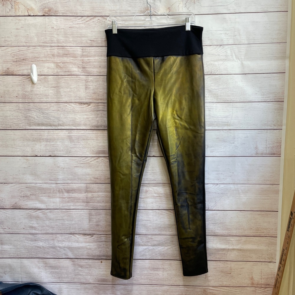 EXCELLENT CONDITION SPANX FAUXโ LEATHER LEGGINGS IN GOLD Y3K